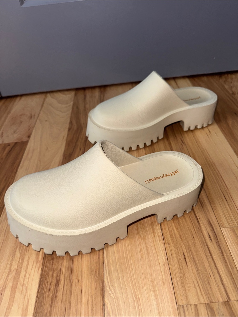 Jeffrey Campbell Cream Platform Clogs Chunky Slip On Shoes